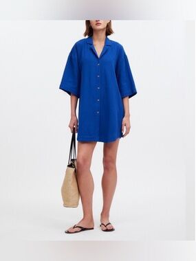 MADEWELL. Button down cotton gauze mini dress pool cover up